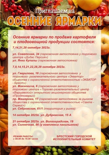 Где и когда пройдут осенние ярмарки в Бресте Где и когда пройдут осенние ярмарки в Бресте